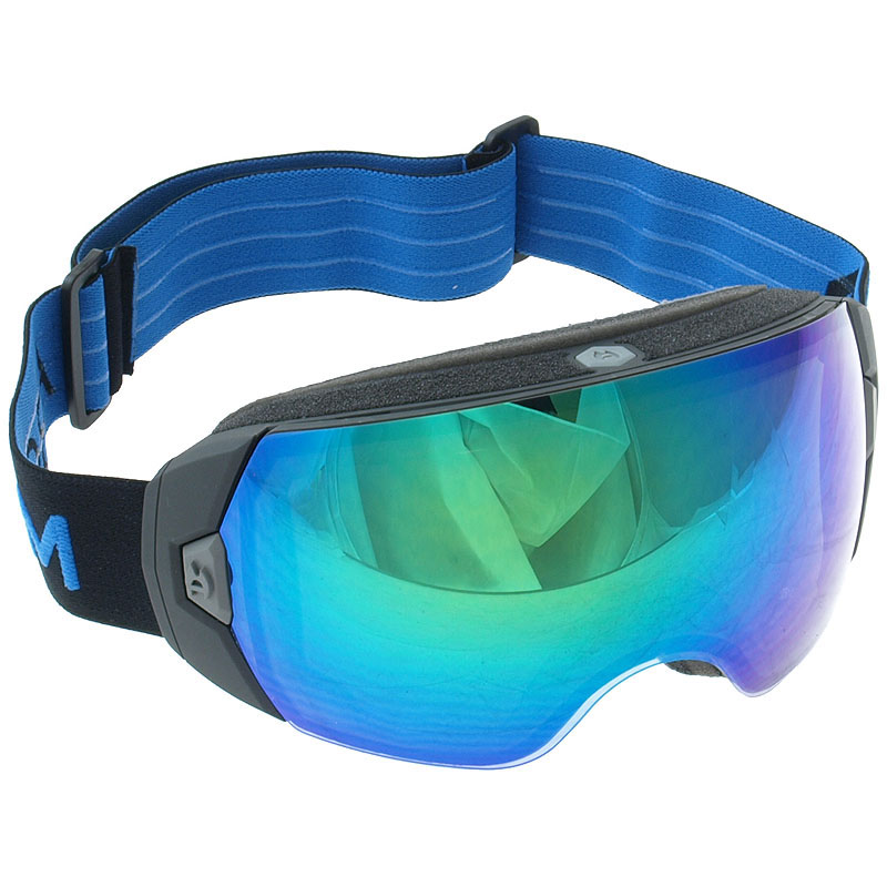 Abom Imfria skoterglasgon Goggles (Heet) Flash Green Mirror, Svart/Bl