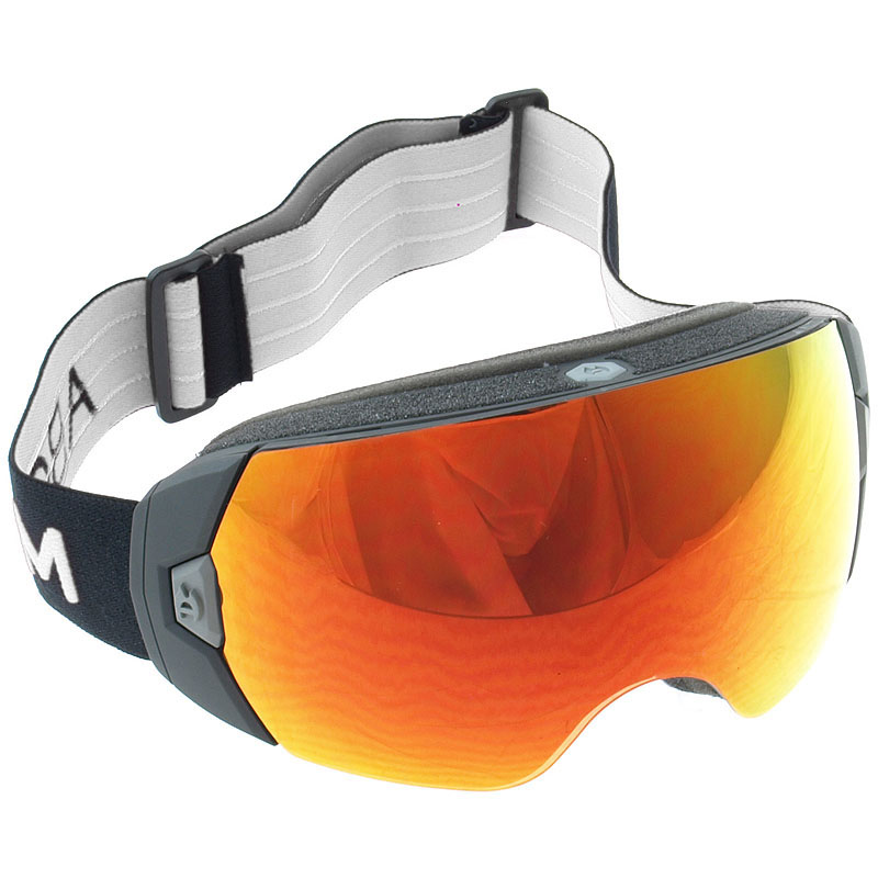 Abom Imfria skoterglasgon Goggles (Heet) Sunrise Red Mirror, Svart/Vit