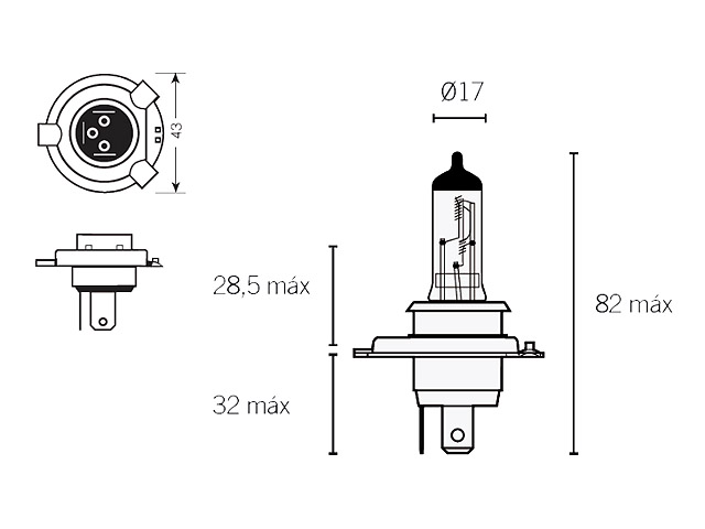 SP1 Halogenlampa H4 (P43t) 60/55W